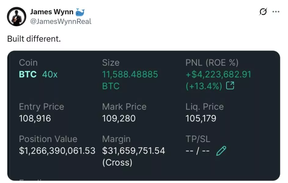 James Wynn Bets Big: $1.25B Bitcoin Long Exposes Hyperliquid Trader to Market Whiplash